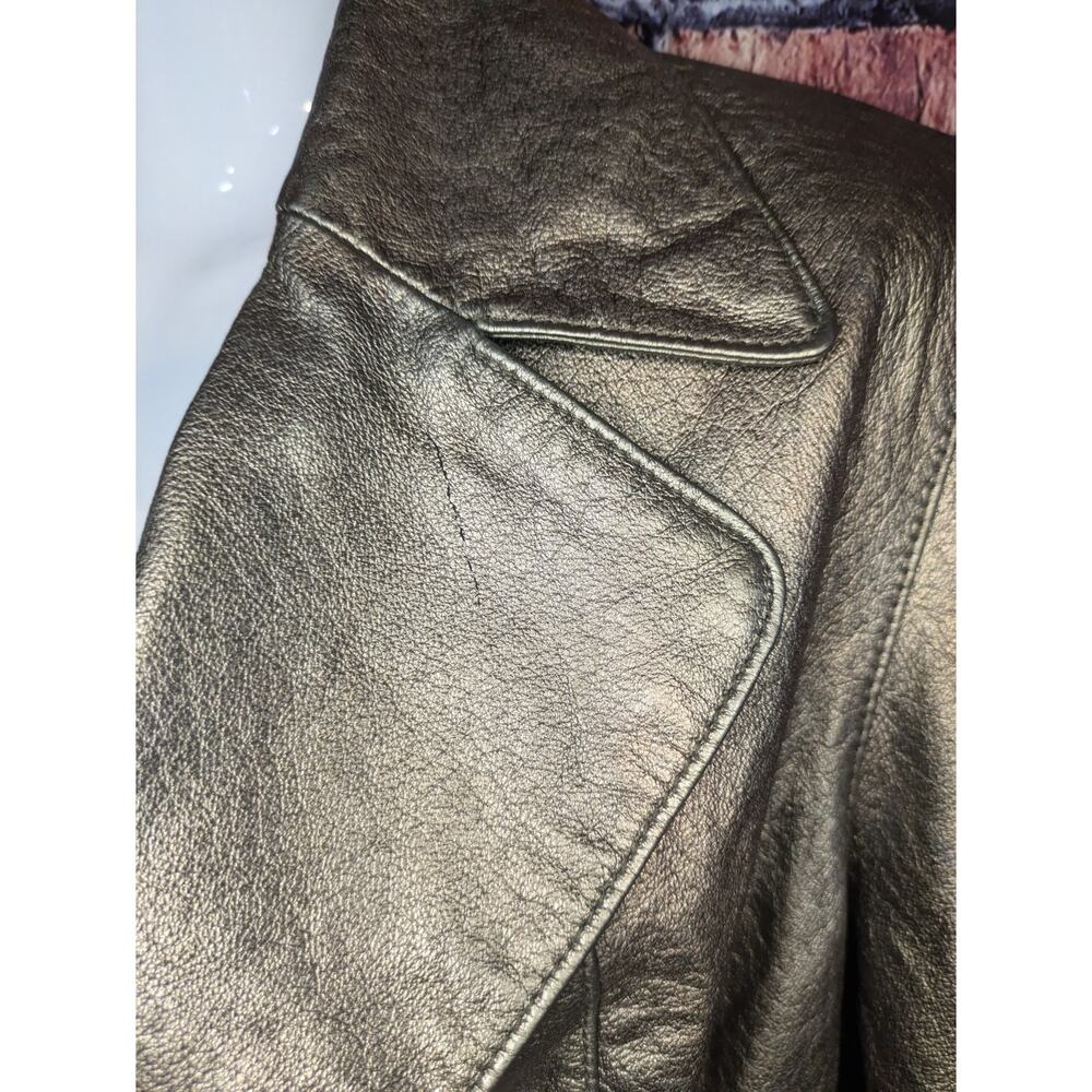 Cabi Leather One Button Size 16 Metallic Gold jacket - Picture 6 of 11